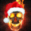 Jolly evil flaming skull