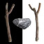 two sticks and a rock