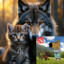 Alpha wolf and his kitten