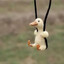 duck swinging on a shoelace