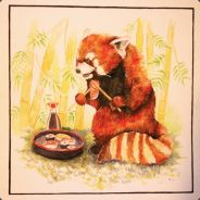 Red Panda Eating Sushi