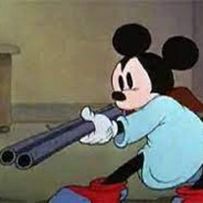 Mickey with a shotgun