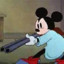 Mickey with a shotgun