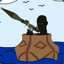 African in pot in sea with RPG