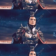 手持方天画戟坐下嘶风赤兔马之吕小布是也