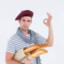 French Man Holding a Baguette