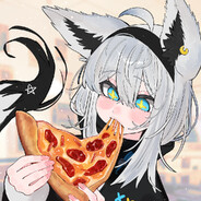 Fubuki eating pizza