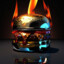 Chrome Burger On Fire