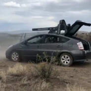 toyota prius c with a minigun