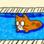 poorly drawn cat in pool