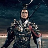 头戴紫金冠手持方天画戟坐下貂蝉之吕小布是也