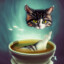 Real cat in soup