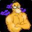 Ripped Psyduck but with glasses
