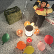 Candles bag monkey balloons