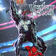 Venom dunking on Spider-Man