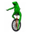 green turtle riding bike